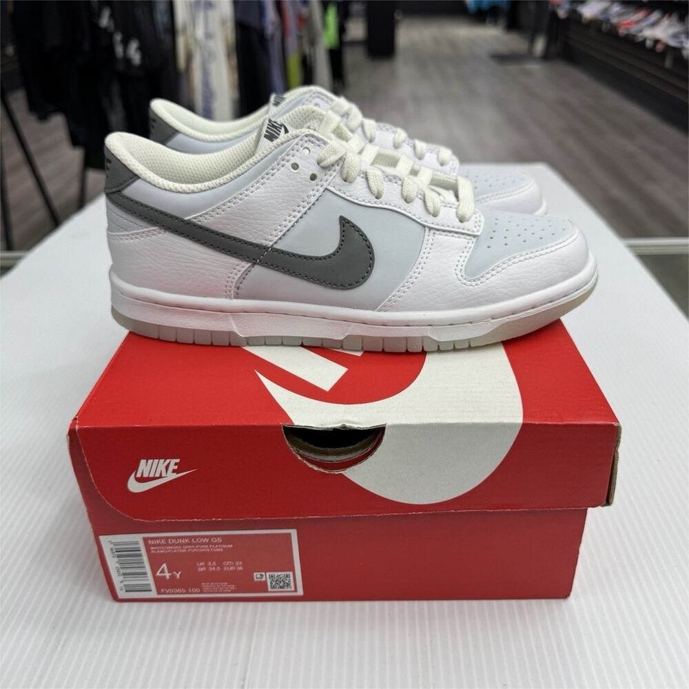Size 4Y - Nike Dunk Low GS White Reflective Swoosh Unisex Kids FV0365-100